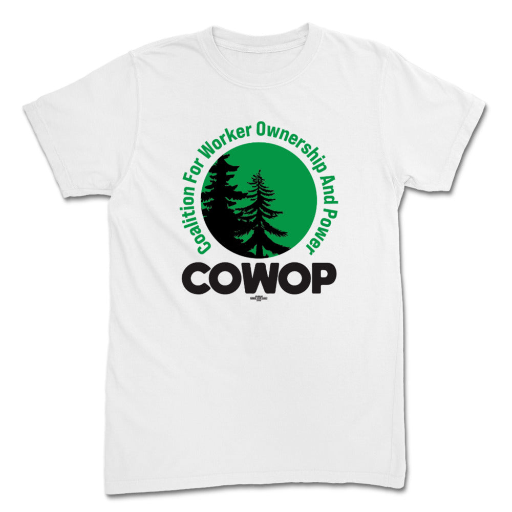 COWOP Logo T Shirt Shop Worx Printing Worker Owned Union Co op