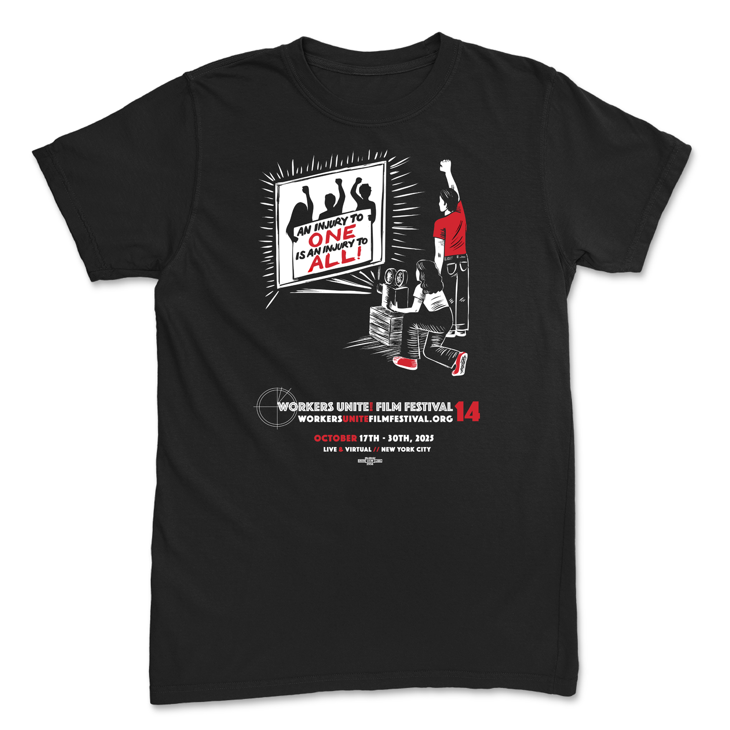 Workers Unite Film Festival 2025 Black T-Shirt