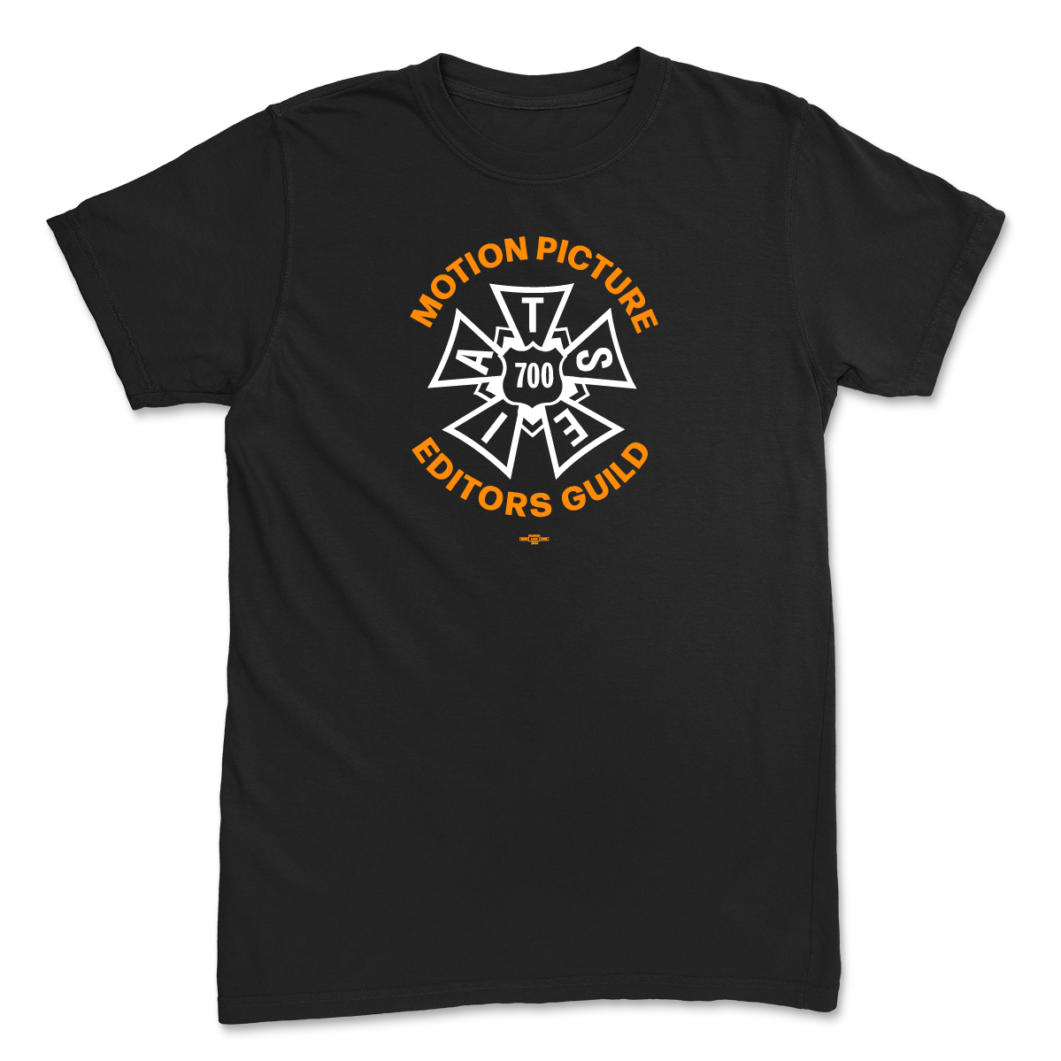 Motion Picture IATSE crest orange and white on black