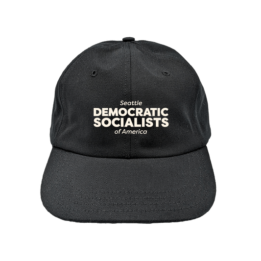 Seattle DSA Cream text logo on hat
