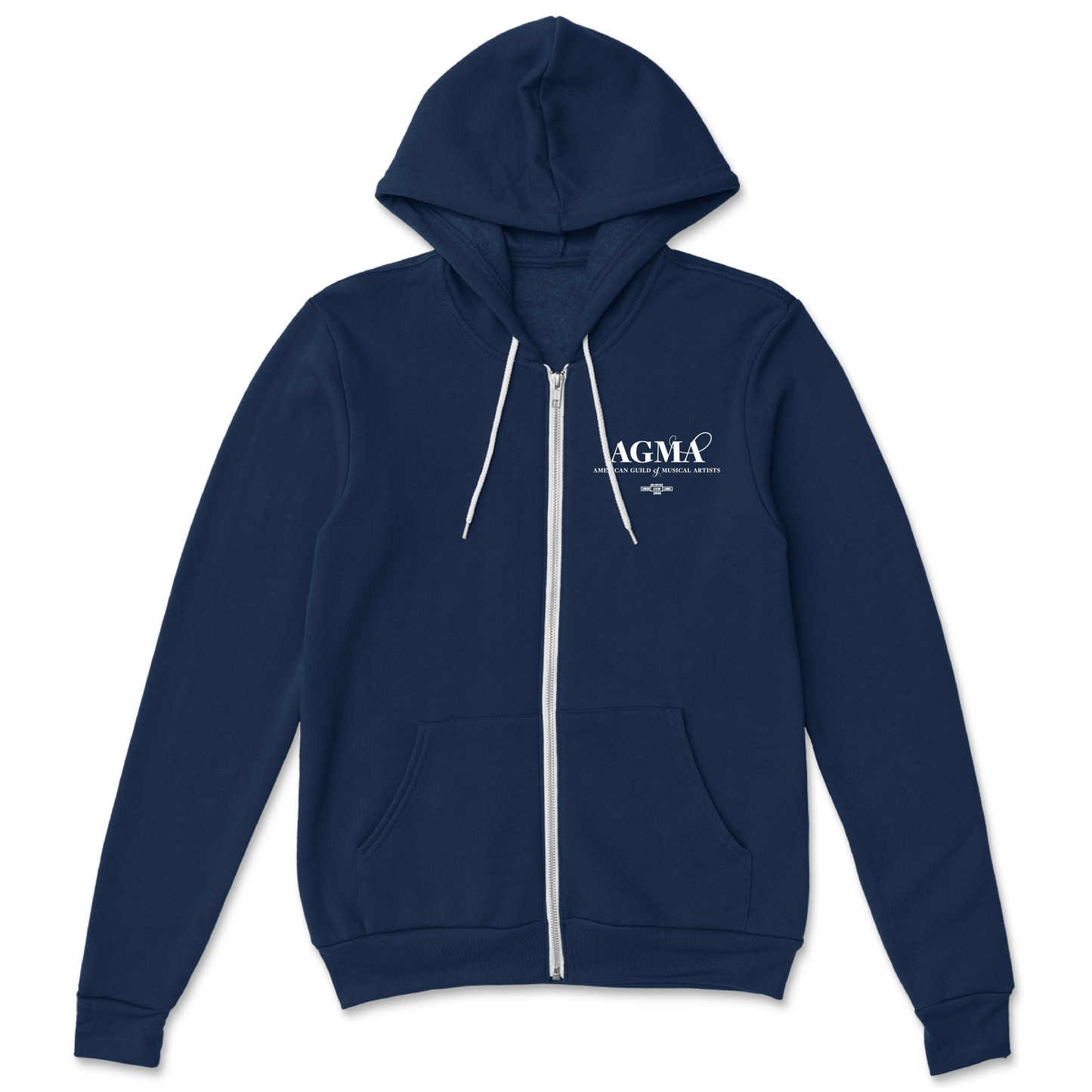 AGMA White Logo on Navy Zip Up Hoodie