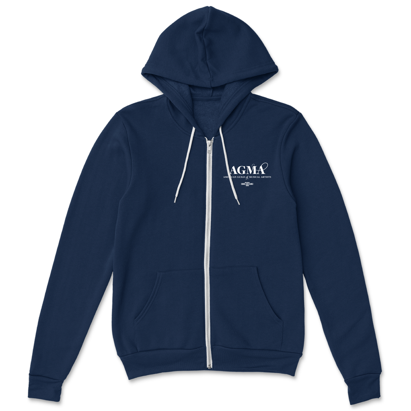AGMA White Logo on Navy Zip Up Hoodie